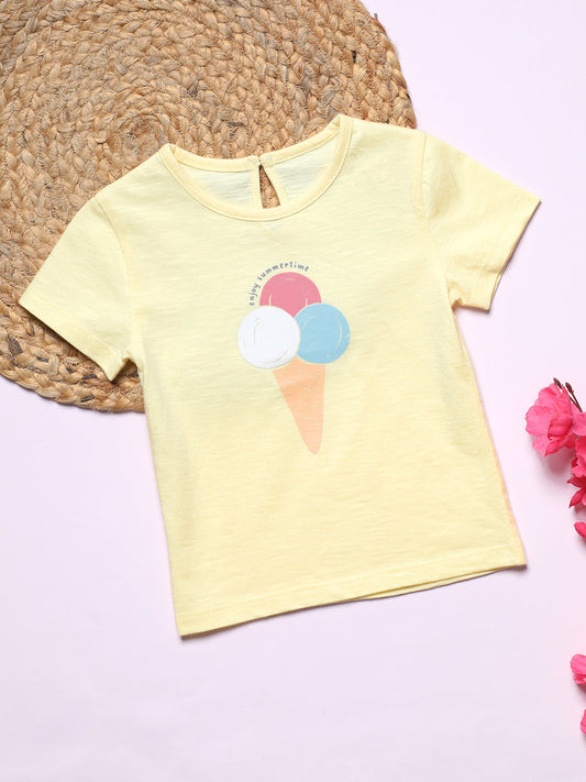 Milou Kids Cotton Bio Washed Printed Top for Girls -MGBBG008-MLYL