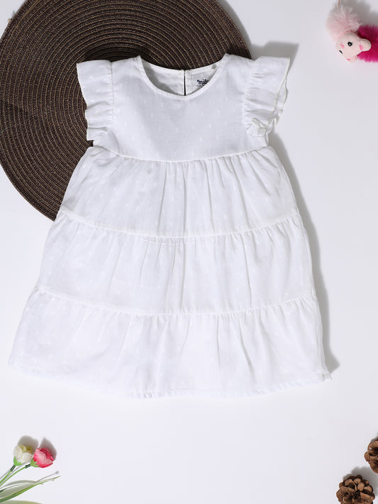 Milou Girls 3 Tier Swiss Dot Dress White