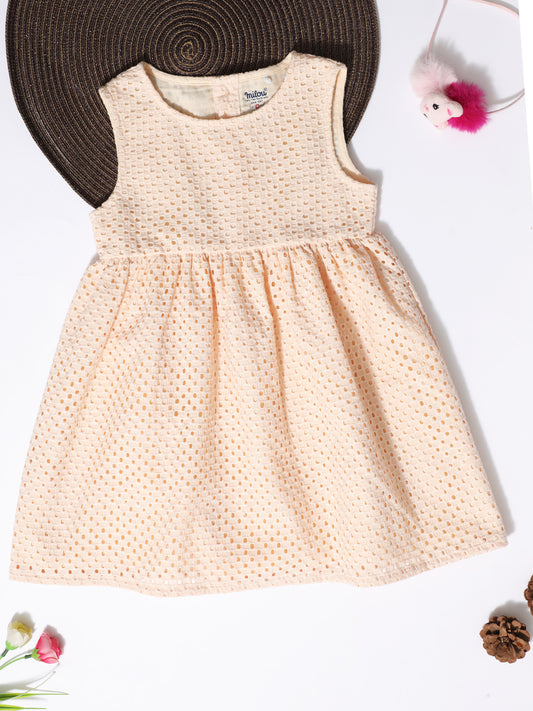 Baby Girls Peach Cotton Dress | Milou Kids