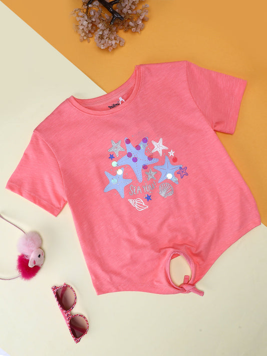 Milou Kids Cotton Bio Washed Printed Top for Girls -MGBBG009-GRNPK