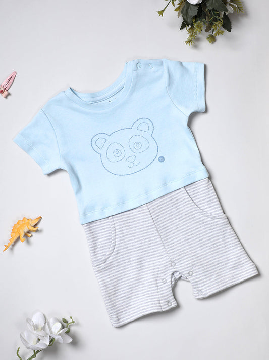 Milou Kids Cotton Bio Washed Printed Romper for boys - IDBS011-DBLWH