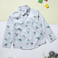 Milou Boys Full Sleeve Printed Bio-Washed Shirt Mint Leaf Print