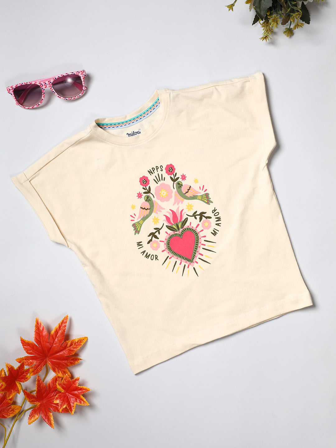 Milou Cotton Half Sleeves Bio Washed Printed T-Shirt -NPSTG020-FG