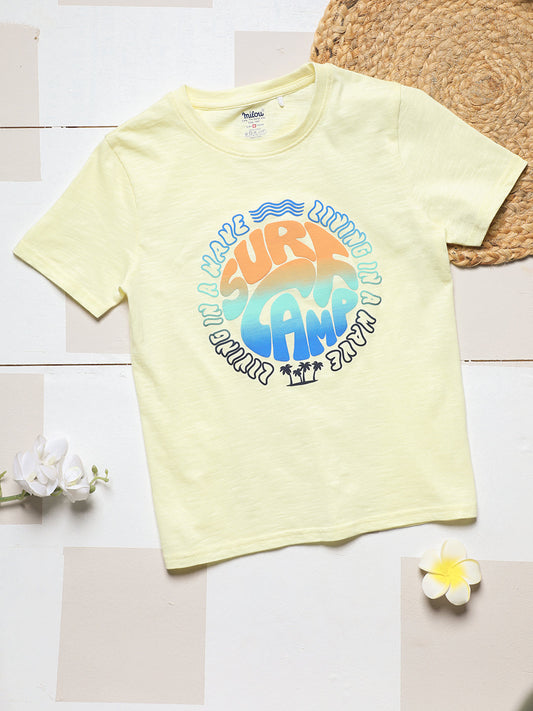 Milou Cotton Half Sleeves Bio Washed Printed T-Shirt -MGBTB005-TNDYL