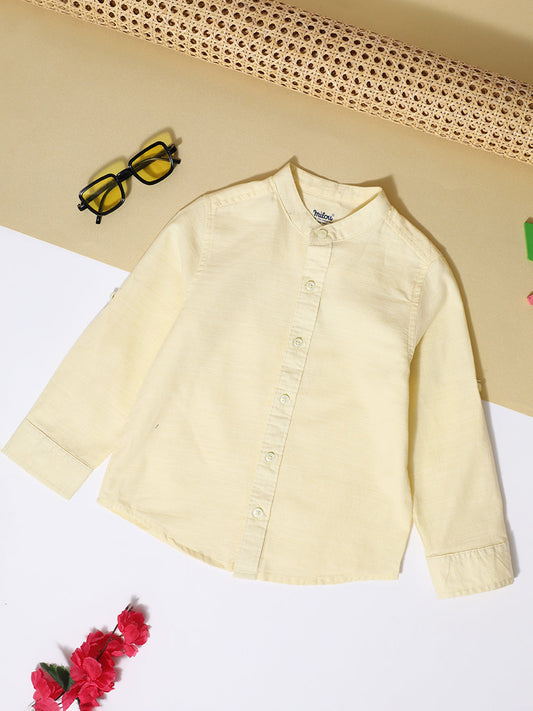 Milou Kids Cotton Full Sleeves Solid Bio Washed Shirt for Boys-SH-CH010-CR