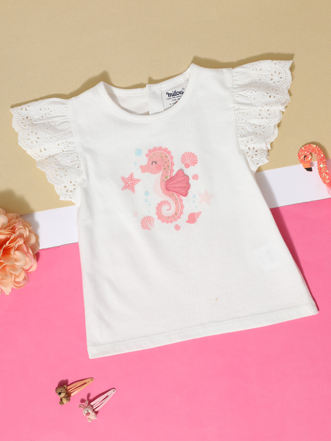 Milou Kids Cotton Bio Washed Printed Top for Girls -MGBBG007-WSPWH