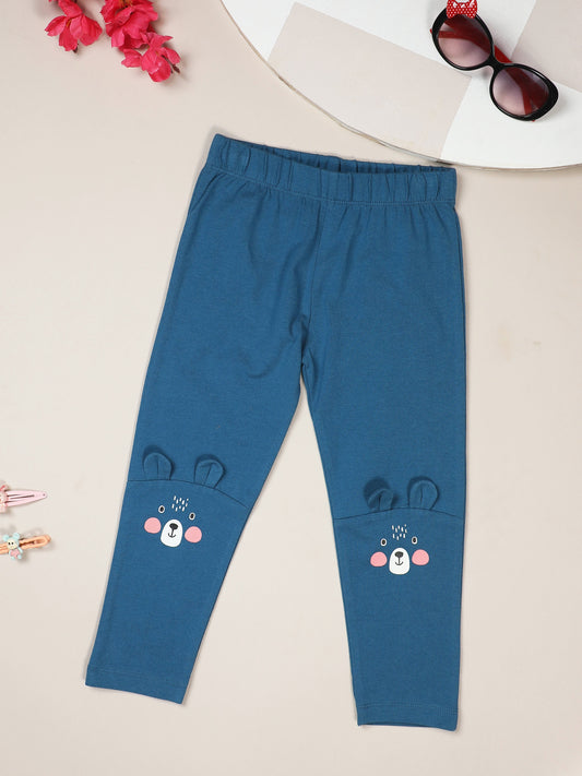 Milou Kids Cotton Solid Full Length Bio Washed Leggings for Girls TGVGLG054-MNBL
