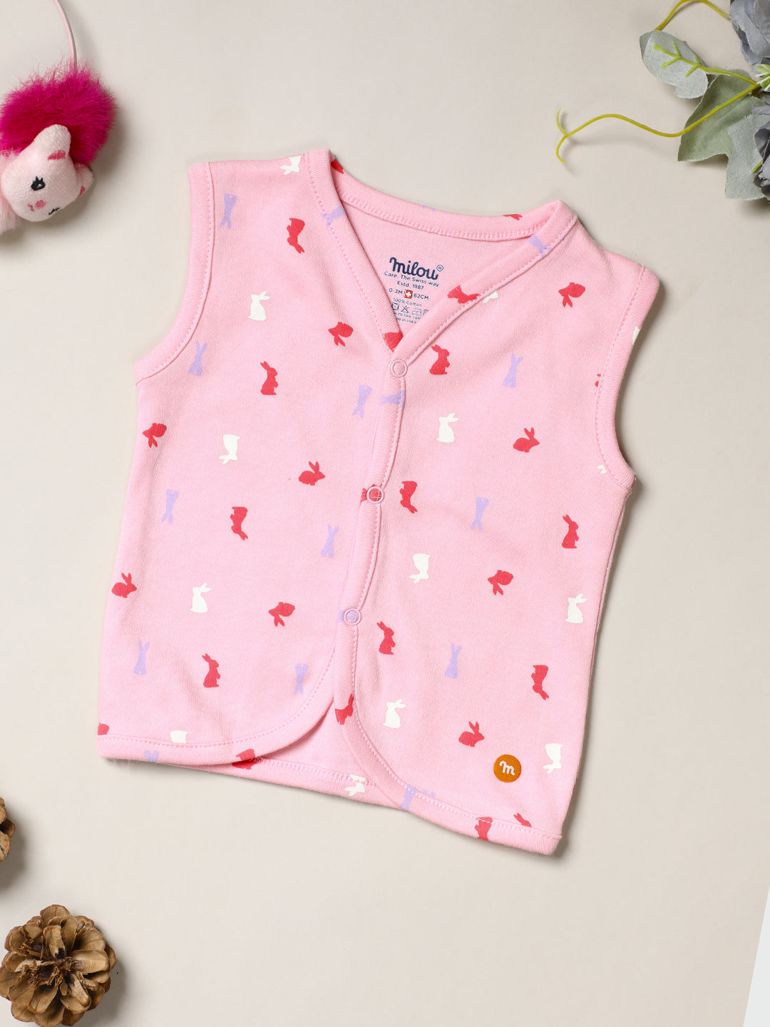 Milou Infant Cotton Sleeveless Bio-Washed Jabla Set
