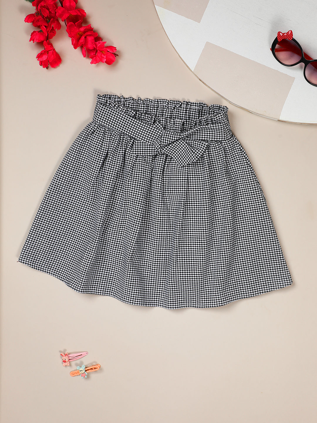 Milou Girls Black & White Cotton Skirt