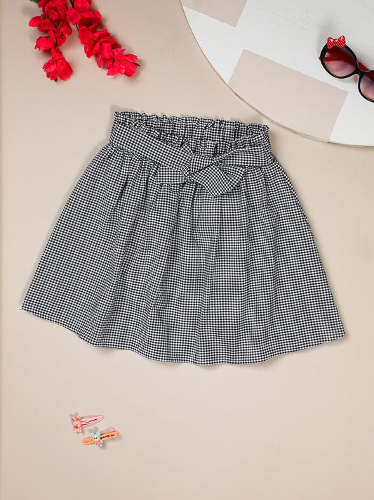 Milou Girls Black & White Cotton Skirt