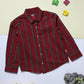 Milou Boys Cotton Full Sleeve Stripedd Bio-Washed Shirt Maroon Striped
