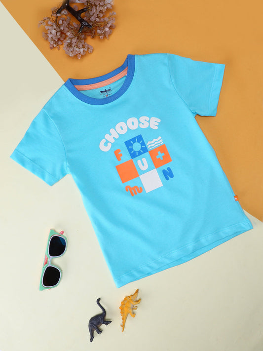 Milou Cotton Half Sleeves Bio Washed Printed T-Shirt -BBASICTEE004-TQ