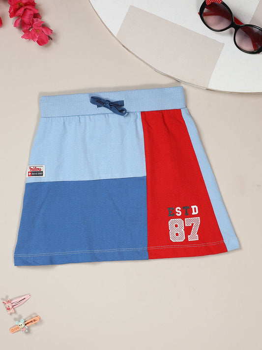 Milou Kids Cotton Bio Washed Printed Skirt for Girls - SUGSKT015-BLAOP