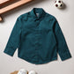 Milou Boys Full Sleeve Solid Bio-Washed Shirt Teal Blue