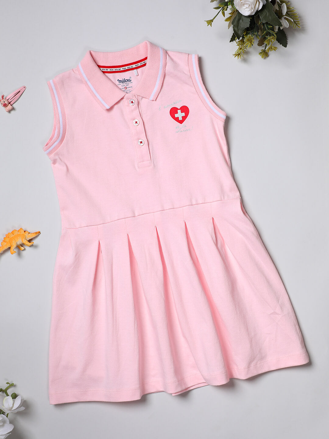 Milou Girls Sleeveless Pleated Polo Dress