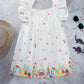 Milou Toddler Girls Cotton Printed Dress White Floral Print