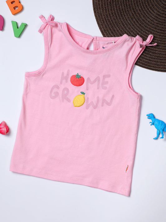 Milou Kids Cotton Bio Washed Printed Top for Girls -TGVGTS040-PKMST