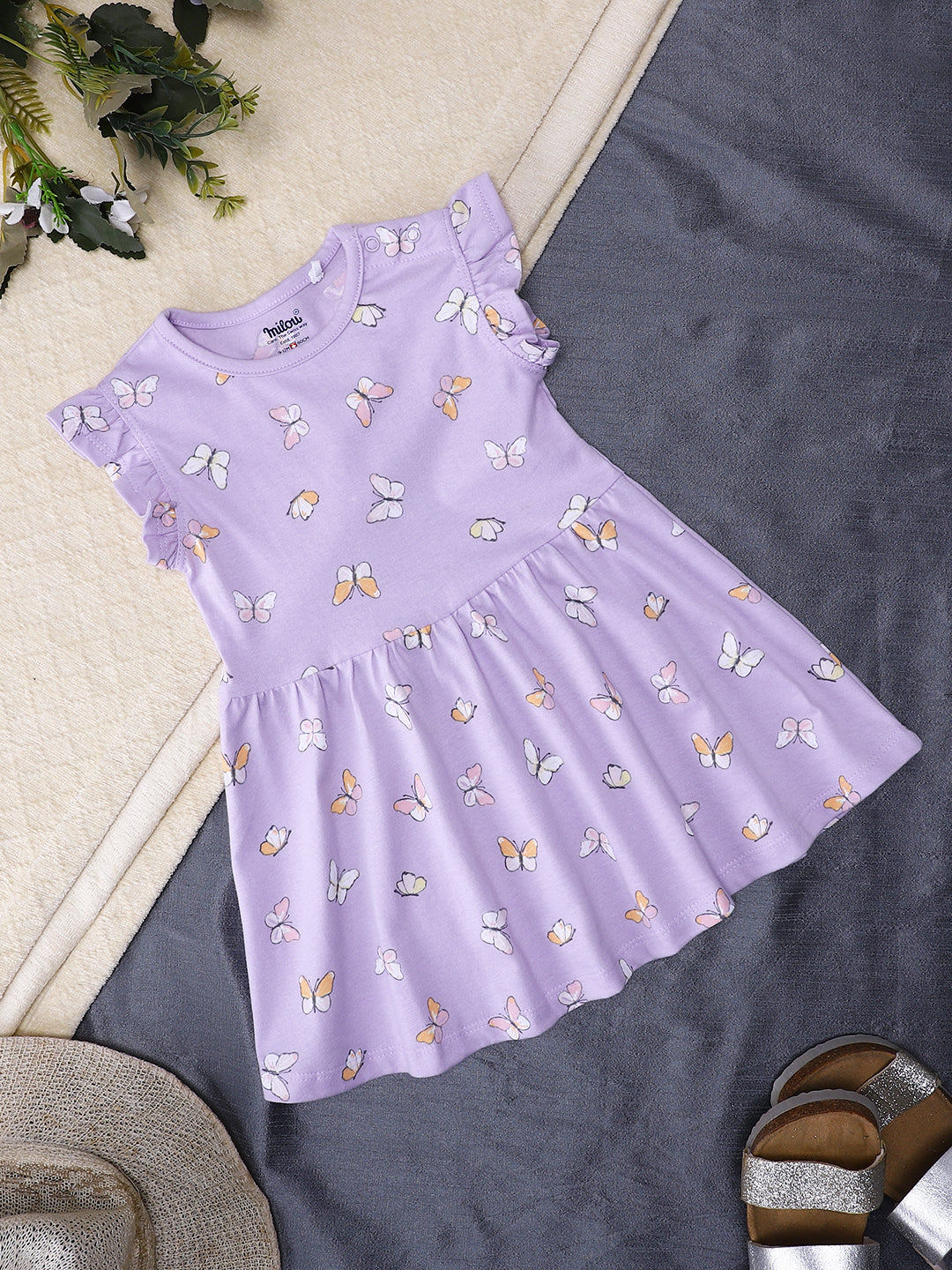 Milou Cotton Printed Dress -MGBBB013-PKAOP