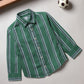 Milou Boys Full Sleeve Stripedd Bio-Washed Shirt Green Striped