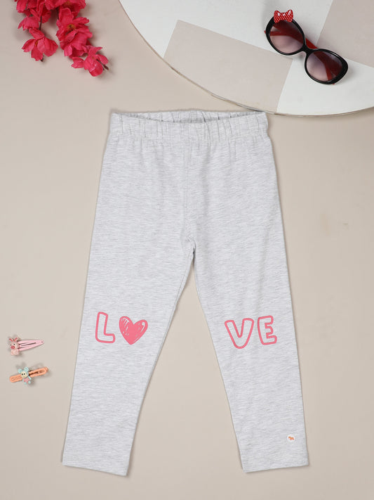 Milou Kids Cotton Solid Full Length Bio Washed Leggings for Girls GBASICLGG009-GY