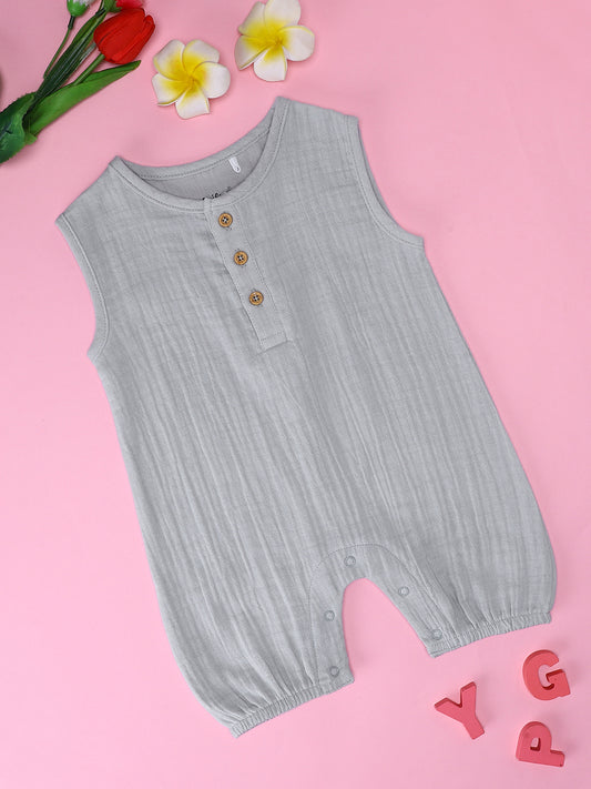 Milou Infant Girls Cotton Romper Grey