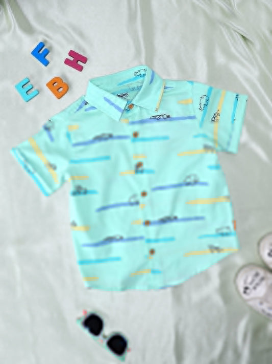 Milou Kids Cotton half Sleeves printed Bio Washed Shirt for Boys-TBANSHT020-MLJD