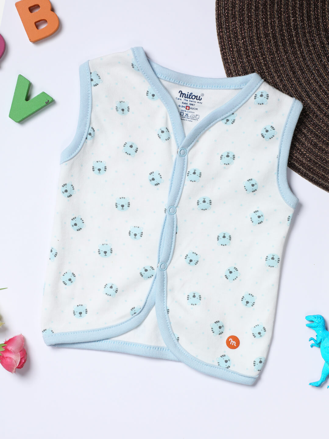 Milou New Born Unisex Cotton Sleeve less Jabala Pack of 3