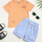 Milou Boys Bio-Washed T-Shirt & Shorts Set Peach & Blue
