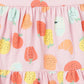 Milou Girls Cotton Printed Pinafore Set Pink Fruit Print Set