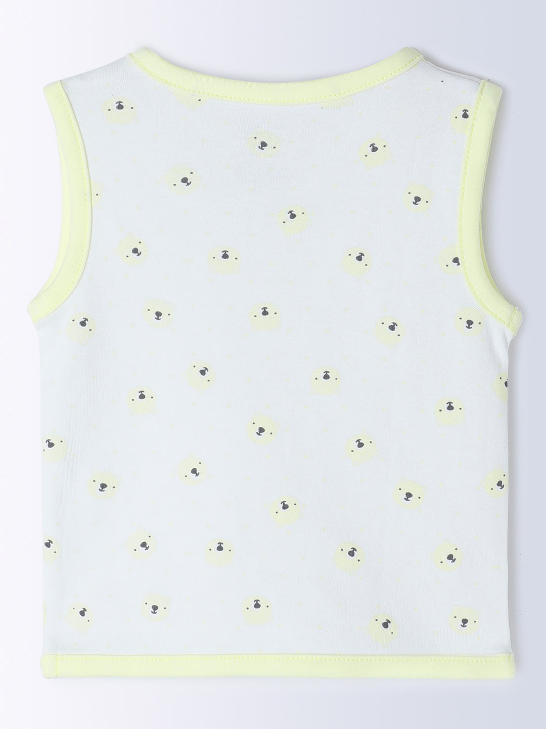 Milou Kids Cotton Bio Washed Bear Printed Pack of 3 Jabla for Boys & Girls - White