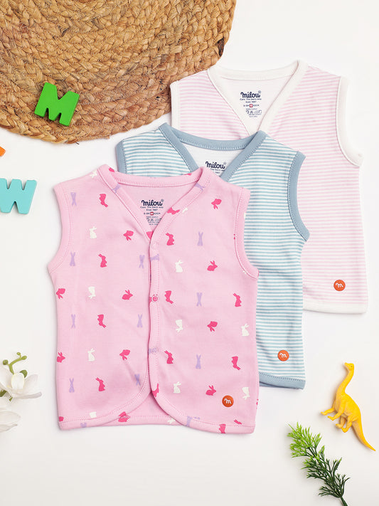Milou Cotton Sleeveless Bio Washed Bunny Printed Jhabla Set IJAB025