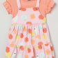 Milou Girls Cotton Printed Pinafore Set Pink Fruit Print Set