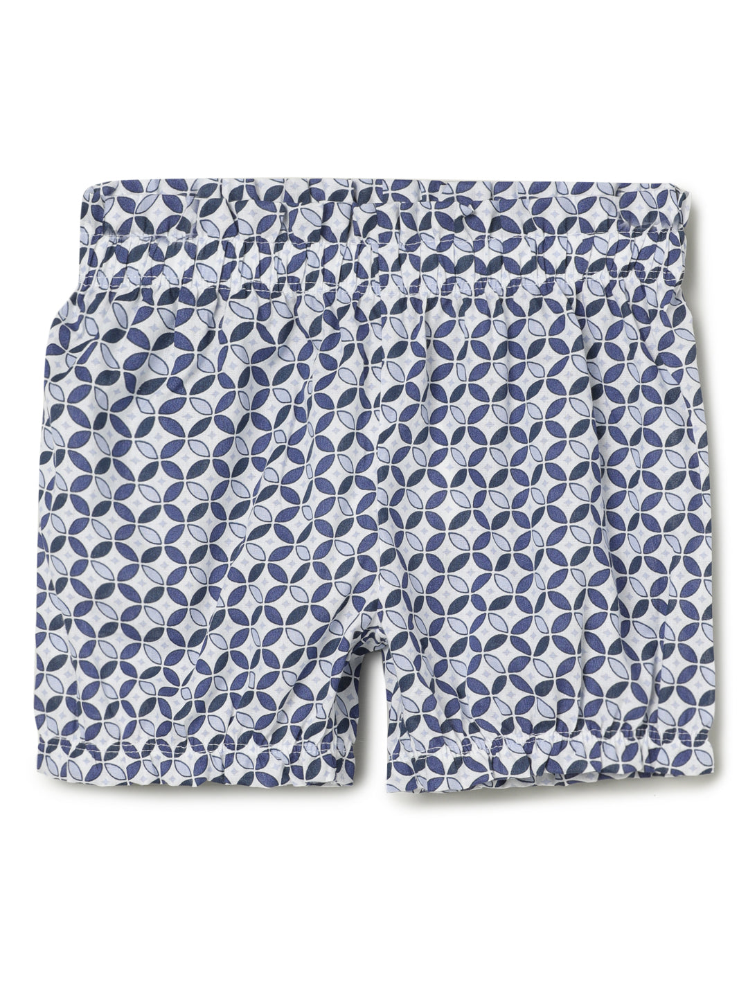 Milou Kids Cotton Bio Washed Printed Girls Shorts for Girls -White & Navy