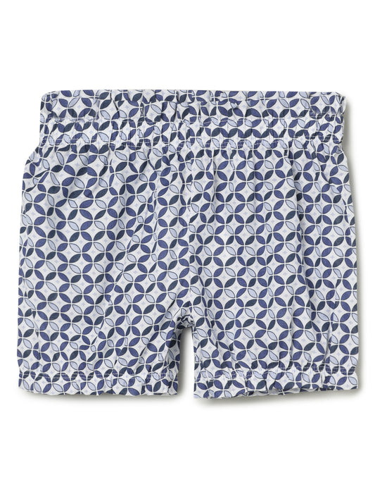 Milou Kids Cotton Bio Washed Printed Girls Shorts for Girls -White & Navy