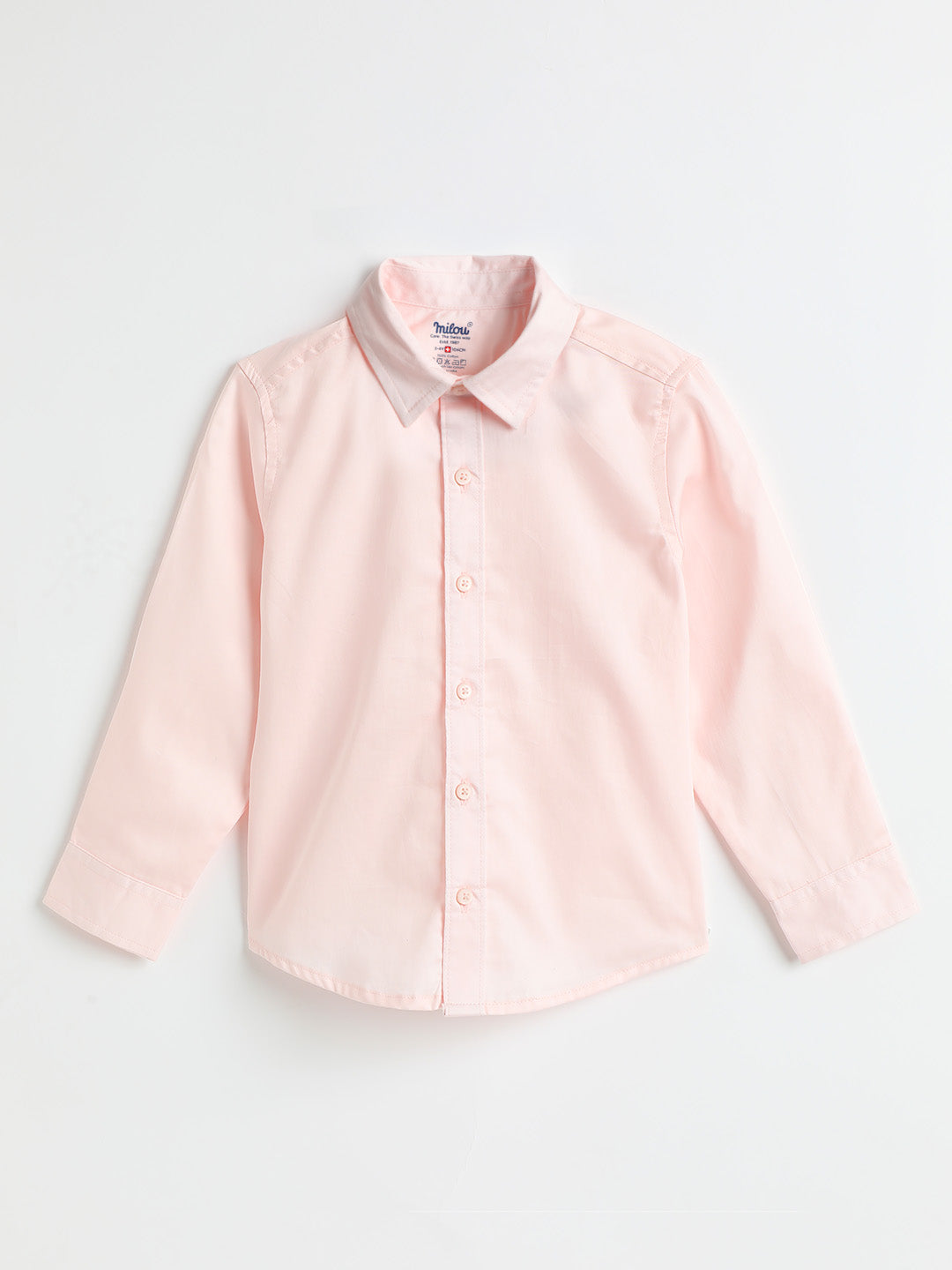 Milou Kids Cotton Full Sleeves Solid Bio Washed Shirt for Boys-SH-RE022-PK