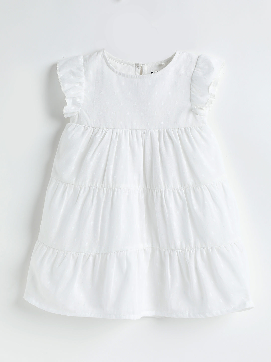 Milou Girls 3 Tier Swiss Dot Dress White