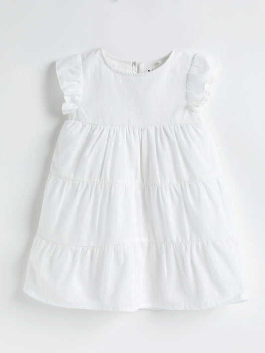 Milou Girls 3 Tier Swiss Dot Dress White
