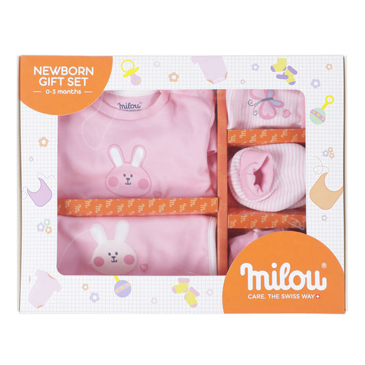 Milou Newborn Baby Romper Gift Set (Pink, 0 - 3 months)