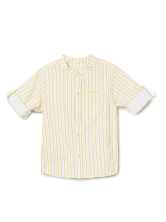 Milou Kids Cotton Bio Washed Striped Shirt for Boys TBNCSHT016