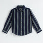 Milou Boys Full Sleeve Stripedd Bio-Washed Shirt Navy Blue Striped