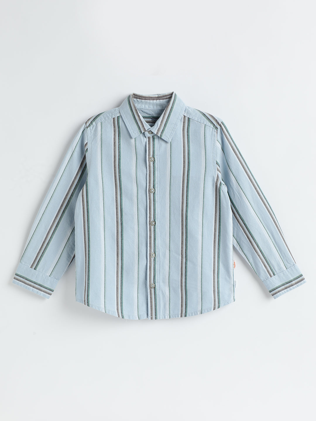 Milou Boys Full Sleeve Stripedd Bio-Washed Shirt Sky Blue Striped