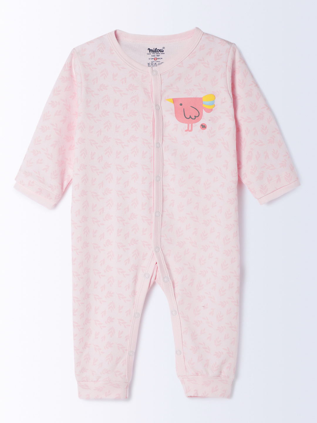 Milou Cotton Full Sleeves Bio Washed Infant Bodysuit - Pink