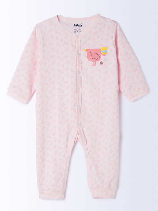 Milou Cotton Full Sleeves Bio Washed Infant Bodysuit - Pink