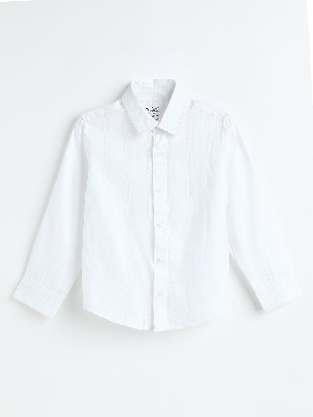 Milou Kids Boys Cotton Full Sleeve Bio-Washed Shirt White