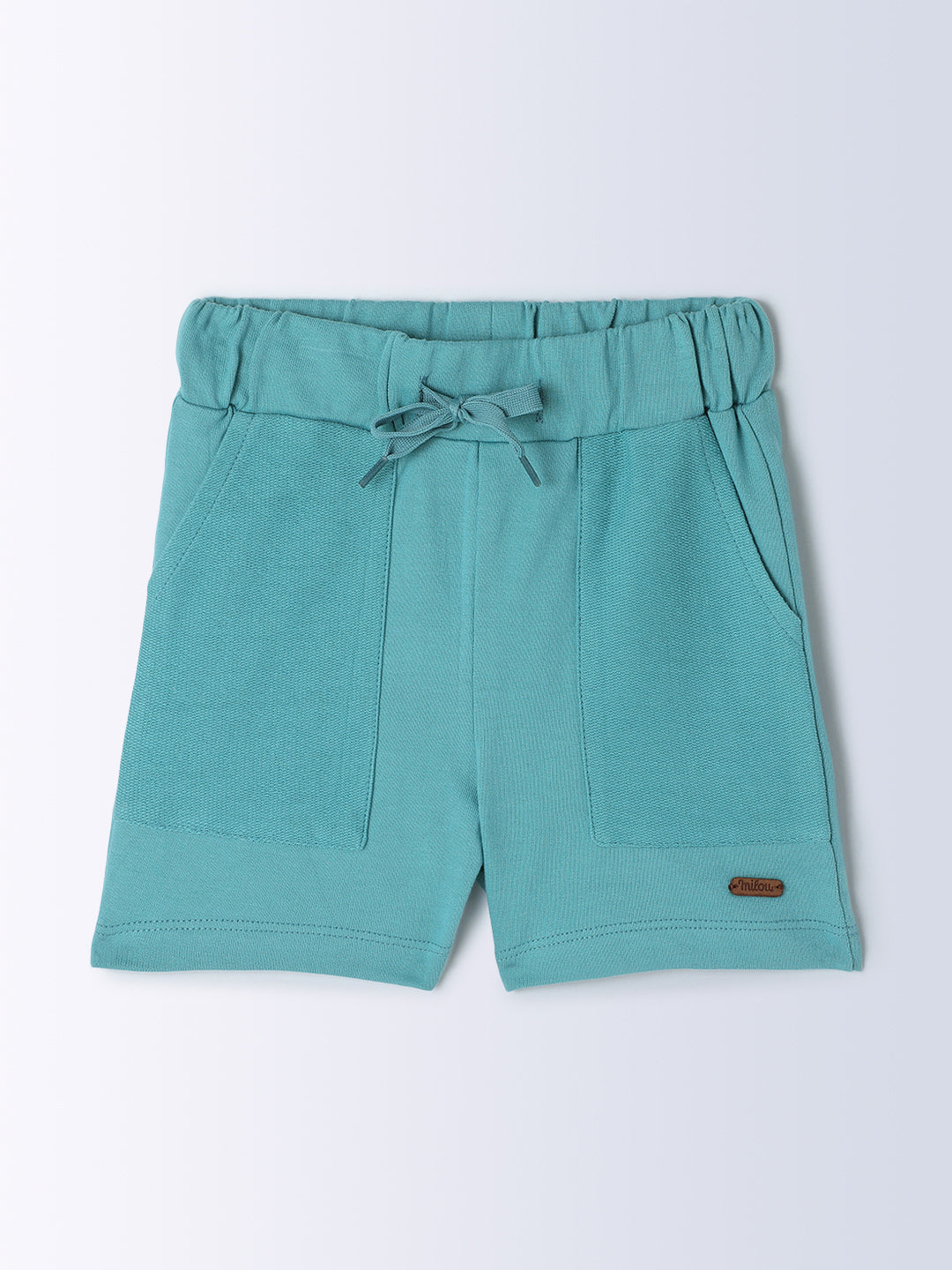 Milou Kids Cotton Solid Knee Length Bio Washed Shorts for Boys -Green