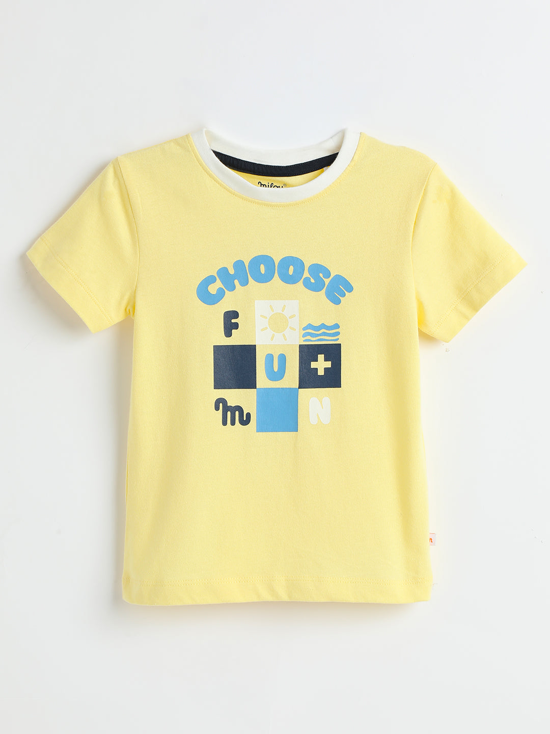 Milou Cotton Half Sleeves Bio Washed Printed T-Shirt -BBASICTEE004-YL