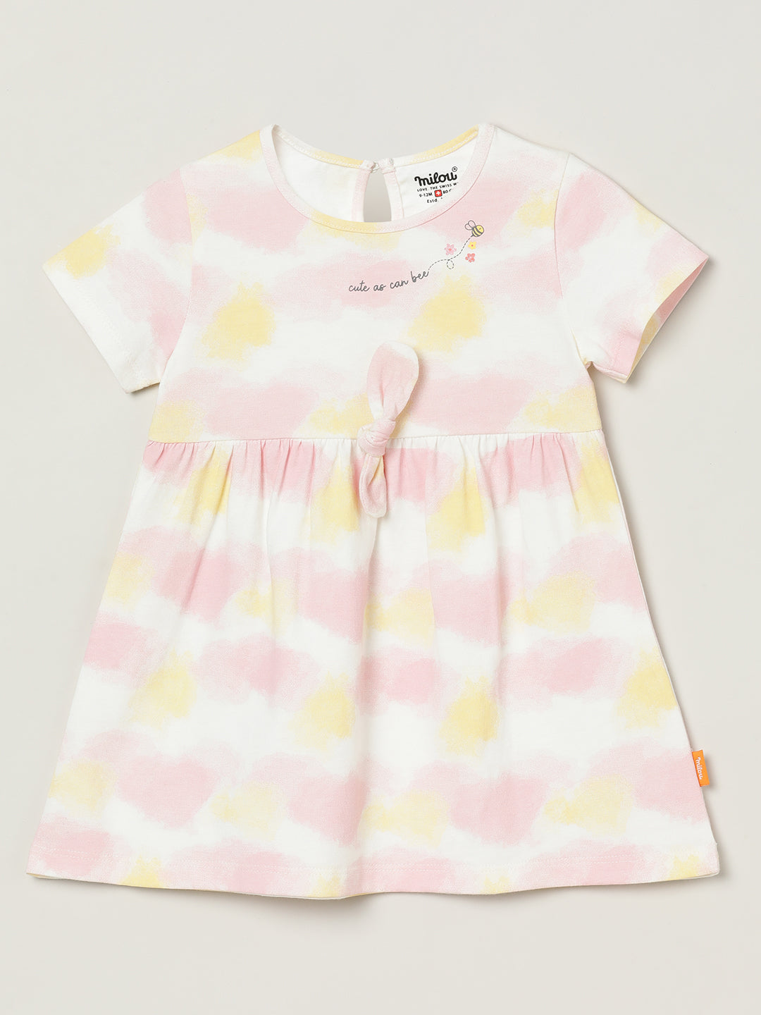 Milou Girls Cotton Solid Bio-Washed Dress Tie Dye Print