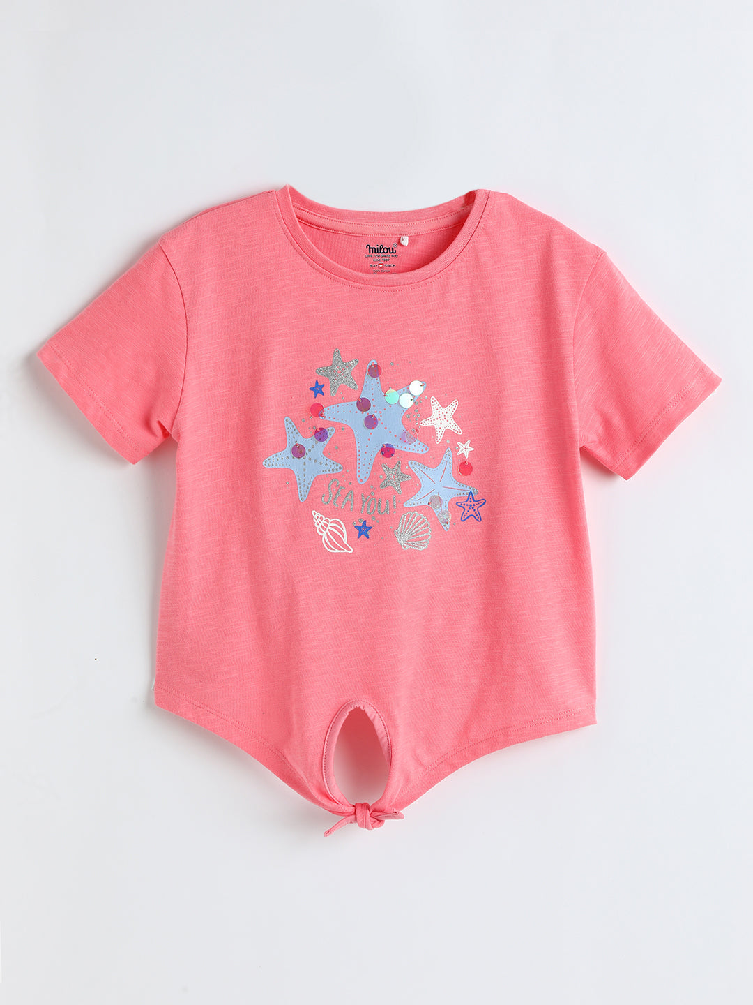 Milou Kids Cotton Bio Washed Printed Top for Girls -MGBBG009-GRNPK