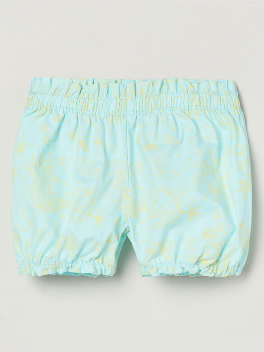 Milou Kids Cotton Bio Washed Printed Girls Shorts for Girls -Light Blue
