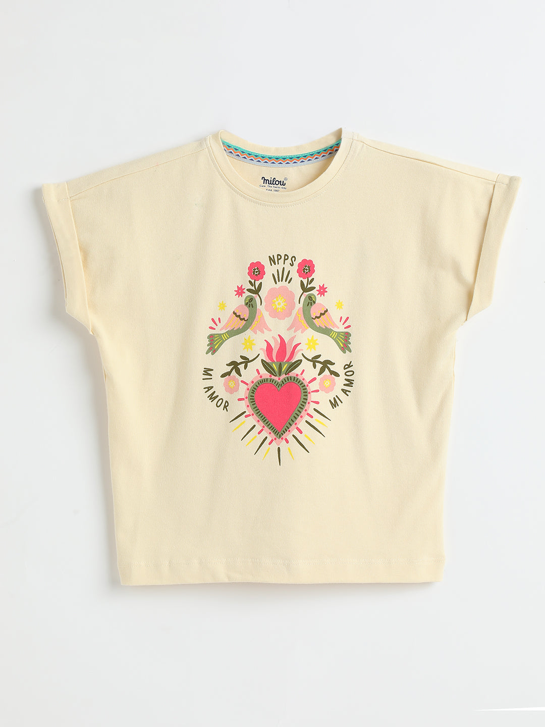 Milou Cotton Half Sleeves Bio Washed Printed T-Shirt -NPSTG020-FG